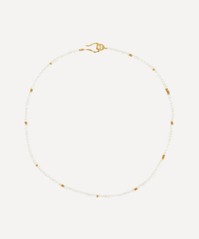 Shyla 22ct Gold-plated Marnie Pearl And Gold Bead Necklace In White