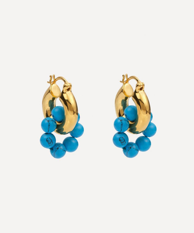 Shyla 22ct Gold-plated Sura Turquoise Beaded Hoop Earrings