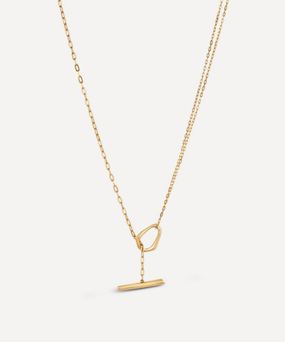 DINNY HALL DINNY HALL 22CT GOLD-PLATED VERMEIL SILVER THALASSA FACETED MEDIUM T-BAR LARIAT PENDANT NECKLACE