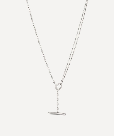 Dinny Hall Sterling Silver Thalassa Faceted Small T-bar Lariat Pendant Necklace