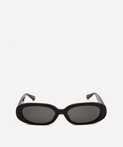 Linda Farrow Cara Oval Acetate Sunglasses In Black
