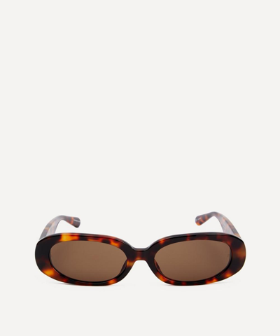 Linda Farrow Cara Oval Acetate Sunglasses In Yellow