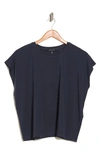 Eileen Fisher Crewneck Boxy Stretch Jersey T-shirt In Ocean