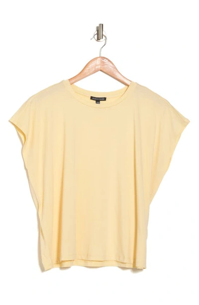Eileen Fisher Crewneck Boxy Stretch Jersey T-shirt In Butter