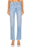 Mother The Thrasher Skimp High Waist Straight Leg Jeans In High-life