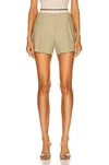 Helmut Lang Stretch Wool-blend Pull-on Short In Cedar