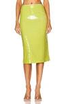 Helmut Lang Green Sequin-embellished Midi Skirt In Parrot