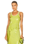 Helmut Lang Green Sequinned Tank Top In Parrot