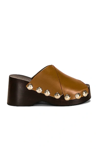 Ganni Criss Cross Leather Platform Sandals In Tigers Eye