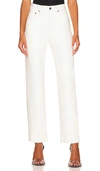 Agolde 90's Pinch Waist Leather Jeans In Lace In White