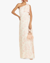 Sachin & Babi Jessica Floral One-shoulder Gown In Rouge Rose Watercolor