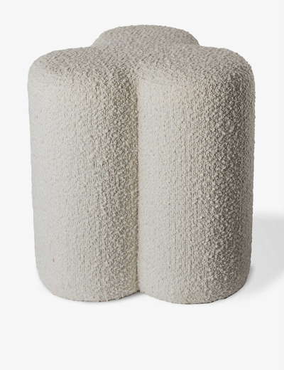 Pols Potten Clover Upholstered Bouclé Stool 45cm In Cream