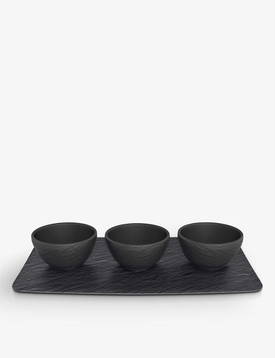 VILLEROY & BOCH VILLEROY & BOCH MANUFACTURE ROCK PORCELAIN DIP BOWLS SET OF FOUR,41335190