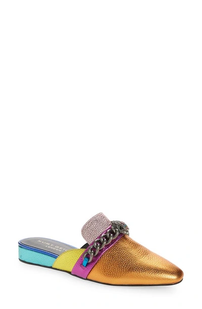 Kurt Geiger Chelsea Colour-blocked Chain-embellished Leather Mules In Open Miscellaneous