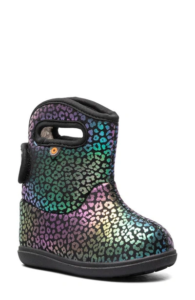 Bogs Kids' Baby  Ii Rainbow Leopard Insulated Waterproof Boot In Black Multi