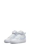 Nike Kids' Court Borough Mid 2 Basketball Shoe In White/ Aura/ Summit White