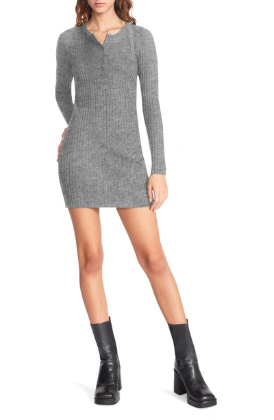 Bb Dakota By Steve Madden Lexi Long Sleeve Sweater Minidress In Heather Grey