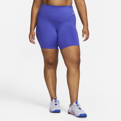 Nike Women's One Mid-rise 7" Bike Shorts (plus Size) In Blue