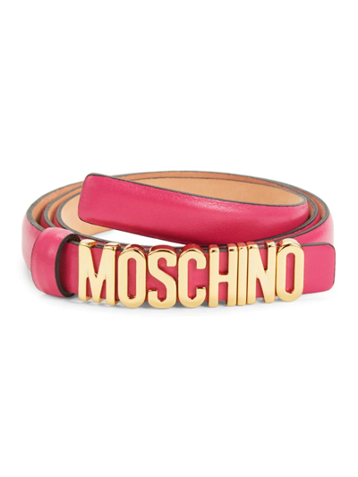MOSCHINO ! WOMEN'S LOGO LEATHER BELT 