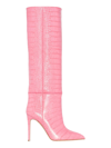 Paris Texas 105mm Croc Embossed Leather Tall Boots In Peony