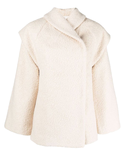 By Malene Birger Double-breasted Faux-shearling Jacket In White