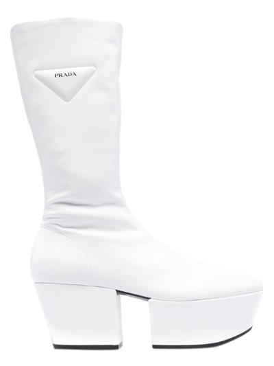 Prada Women's  White Polyester Ankle Boots