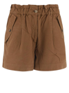 Kenzo Paperbag Cotton Shorts In Tobacco