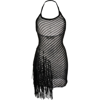 Alyx Fringed Crocheted Cotton-blend Mini Dress In Black