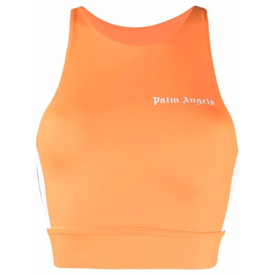 Palm Angels Track Stripe Logo Sports Bra In Orange