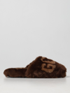 Gcds All-over Logo-print Faux-fur Slippers In Brown