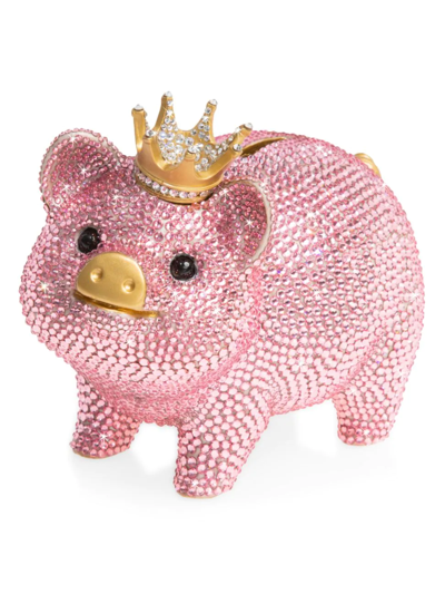 Jay Strongwater Pave Piggy Bank With Crown In Light Pink