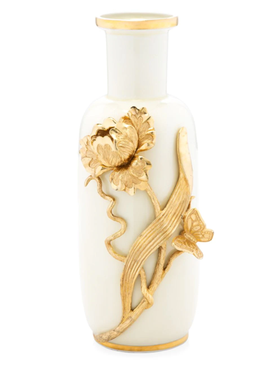 Jay Strongwater Addilyn Tulip & Butterfly Vase In Gold
