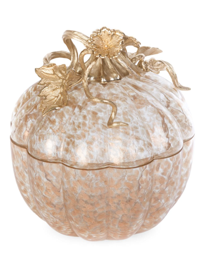 Jay Strongwater Large Leaf And Vine Gilded Glass Jar In Gold