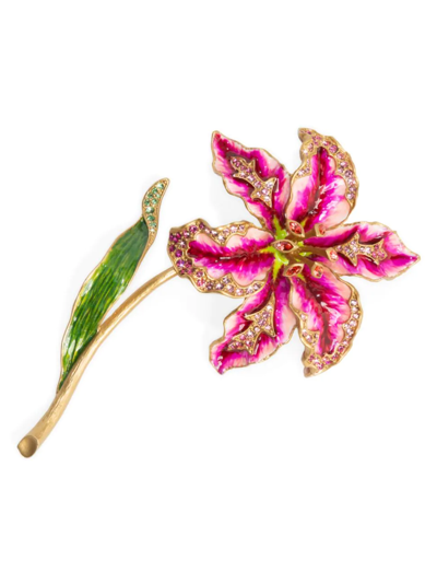 Jay Strongwater Enameled Crystal Lily In Multi