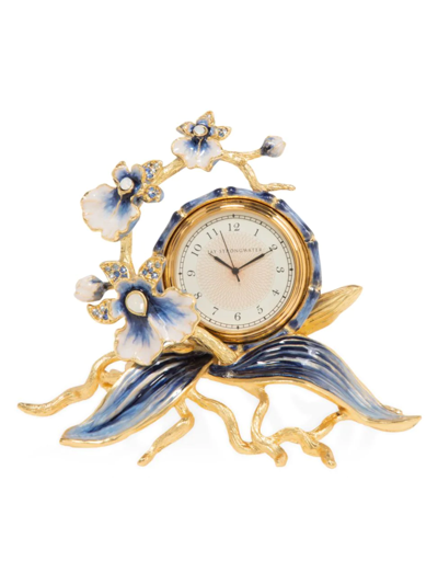 Jay Strongwater Orchid Clock - Delft Garden In Blue