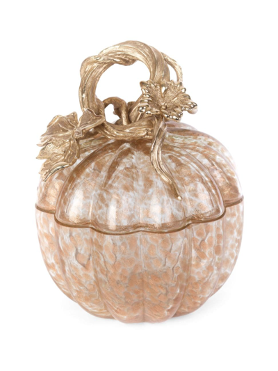 Jay Strongwater Hadley Leaf & Vine Gilded Glass Jar In Gold