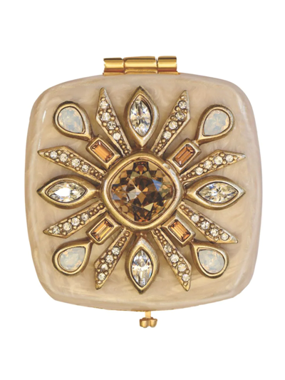 Jay Strongwater Schuyler Maltese Bejeweled Compact In Golden