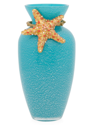 Jay Strongwater Asteria Starfish Vase In Blue