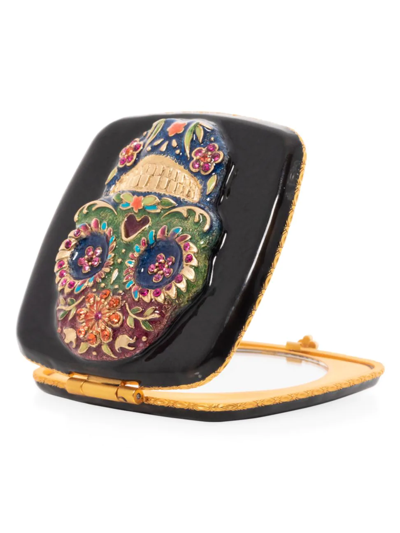 Jay Strongwater Sugar Skull Compact Mirror In Bouquet