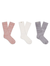Ugg Rib-knit Slouchy Crew Socks 3-pack In Desert Coral Ivory Space Age