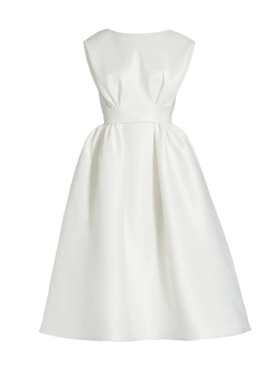 Amsale Mikado A-line Midi-dress In Ivory
