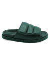 Gia Borghini Puffy Stitched Footbed Leather Sandals In Green