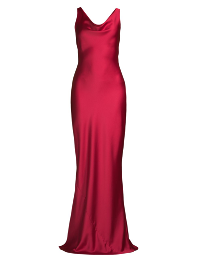 Norma Kamali Low Back Bias Cut Column Gown In Tiger Red