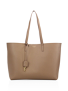 Saint Laurent Large Leather Shopper In Khaki Fonce