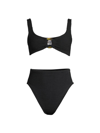 Hunza G Womens Black Nadine Seersucker Bikini Set In Black