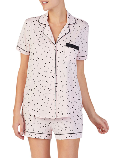 Kate Spade Evergreen Scattered Dot Short Pajama Set In Scattered Dot Pink