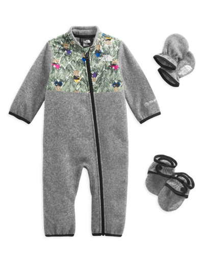 The North Face Baby's Denali Coveralls, Mittens, & Booties Set In Grey