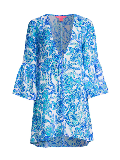 Lilly Pulitzer Motley Printed Coverup In Turquoise Oasis