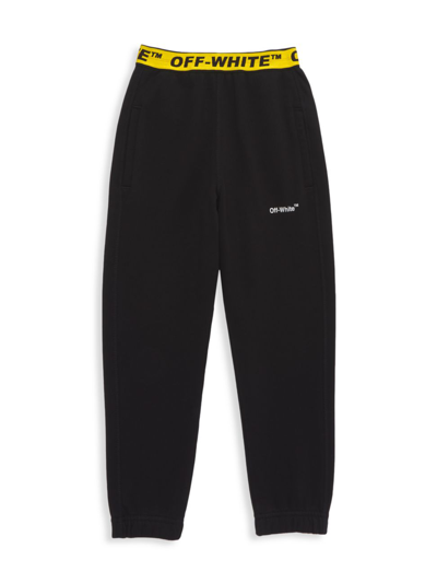 Off-white Kids' Branded Cotton-jersey Jogging Bottoms 4-12 Years In Black Yellow