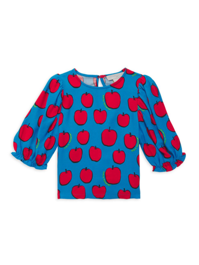 Stella Mccartney Kids' Little Girl's & Girl's Apple Print Blouse In Blue